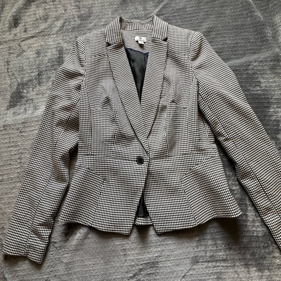 Worthington Black White Blazer Jacket w/ Shoulder Pads Women's Size 8 - Picture 1 of 7